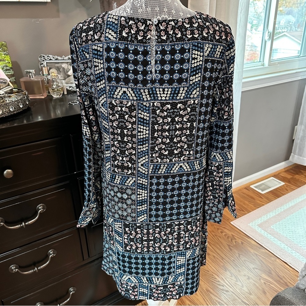 LOFT Eclectic Grandpa Patchwork Floral Long Sleeve Mini Dress Size 6 - Picture 7 of 16